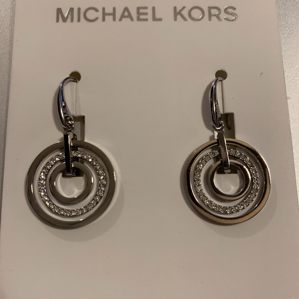 Michael Kors Brilliance Statement Silver Earrings - Picture 3 of 3